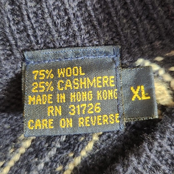 Byford London Mens Pullover Sweater Size XL Cashmere Wool Blend Blue Long Sleeve - Picture 4 of 7